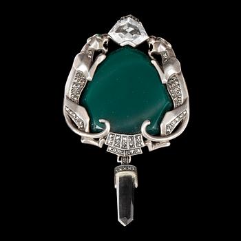 Art Déco · BROSCH, art deco, bl.a. sterling silver. Vikt ca 46,8 gram.