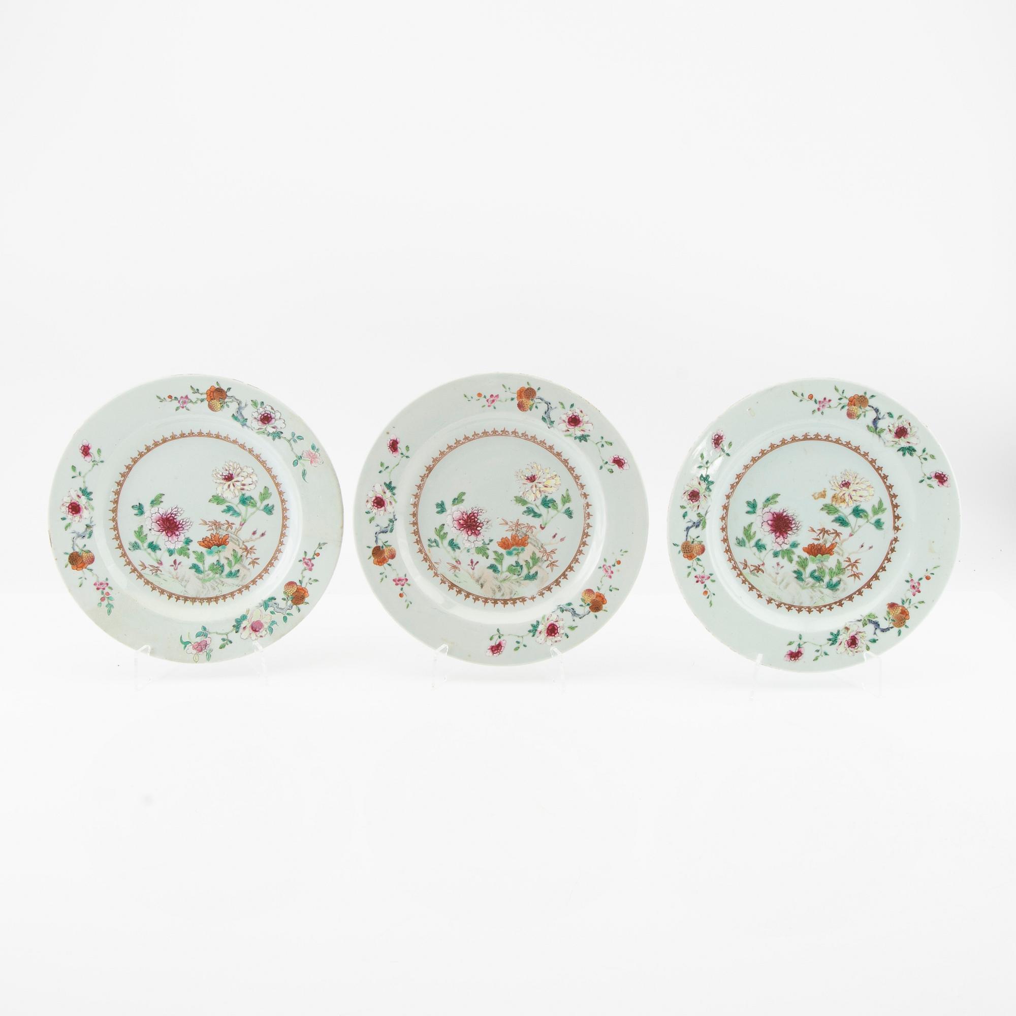 Tallrikar 5 st Kina Qianlong (1736-95) porslin.