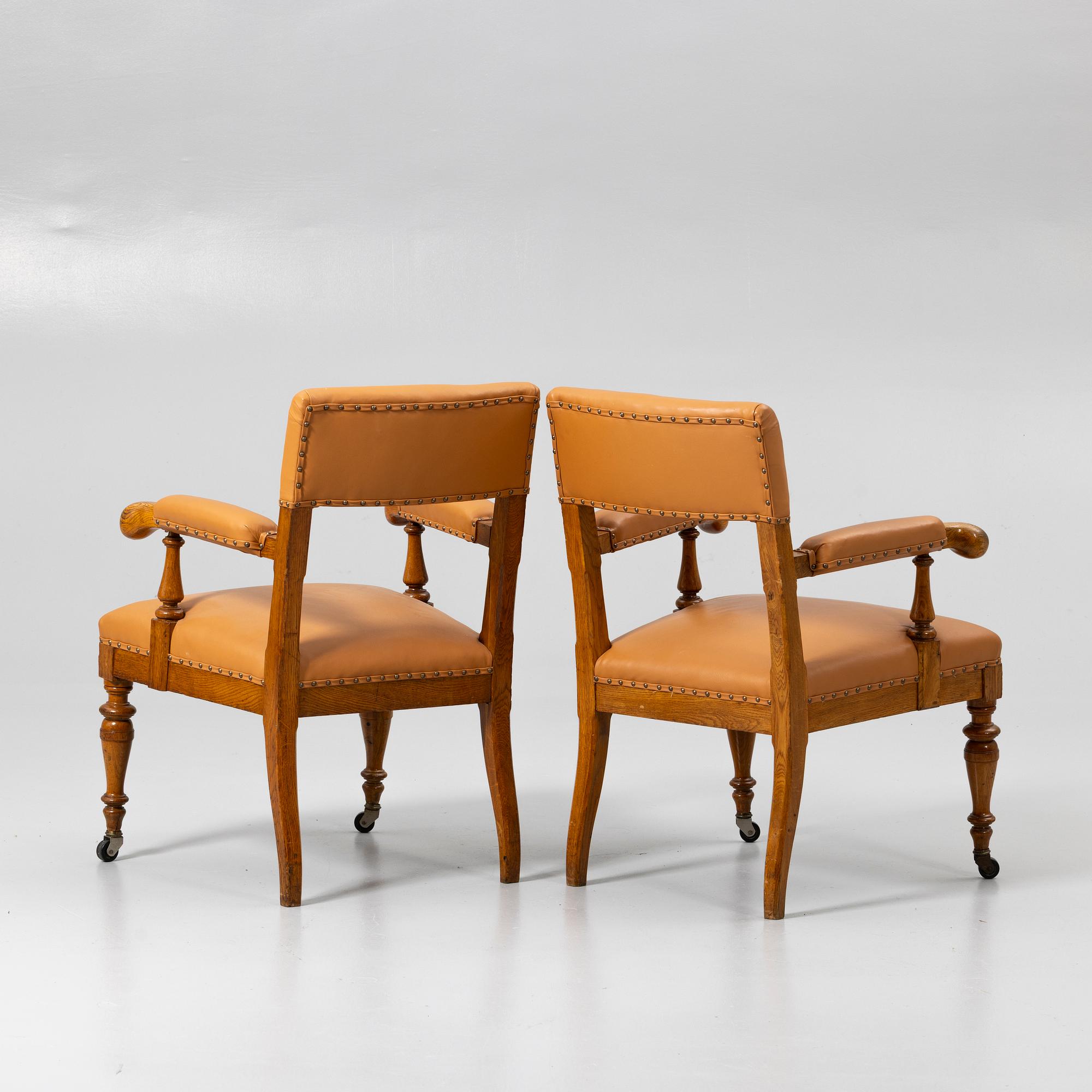 Armchairs, a pair, probably England, early 20th century.