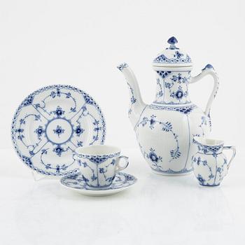 A 26-piece porcelain coffee sevice, half lace 'Musselmalet', Royal Copenhagen, Denmark.