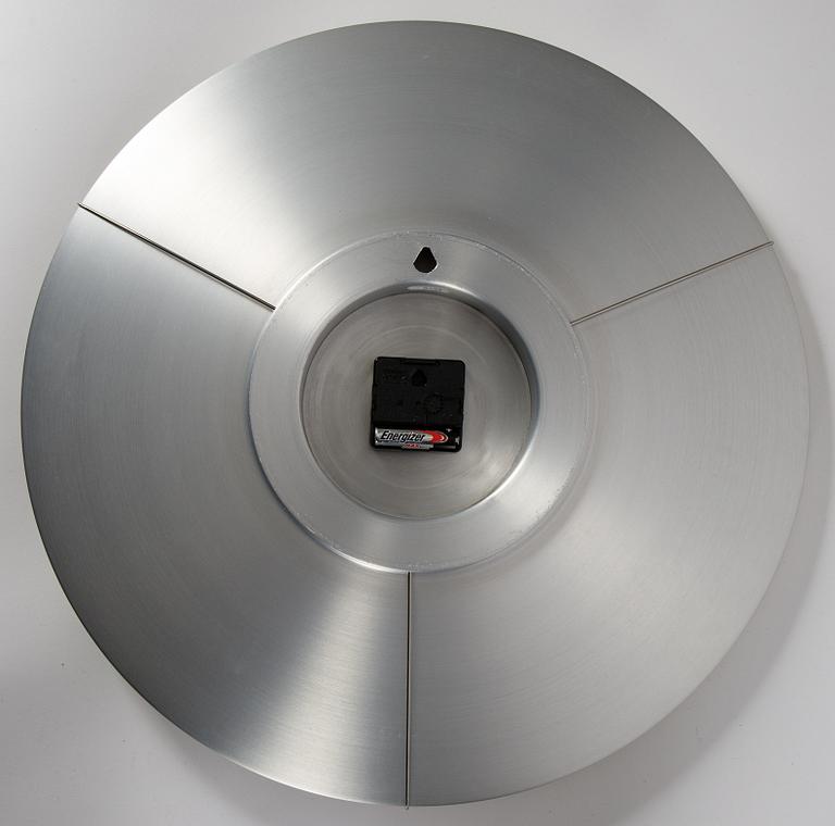 Arne Jacobsen, an aluminium quartz 'Bankers' wall clock by Georg Christensen, designed in 1971.