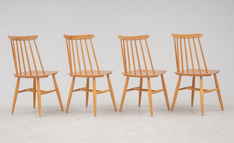STOLAR, 4 st. "Fanett". Ilmari Tapiovaara, Edsbyverken. Modellen formgiven 1949.