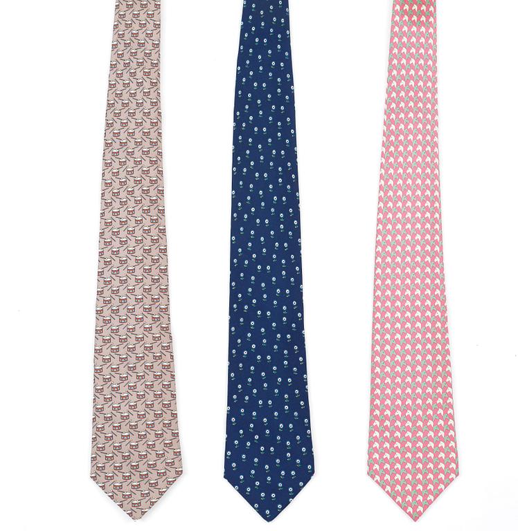A set of three silk ties by Hermès.