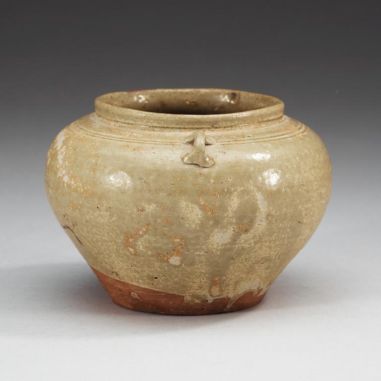 A celadon glazed jar, Yuan dynasty (1271-1368).