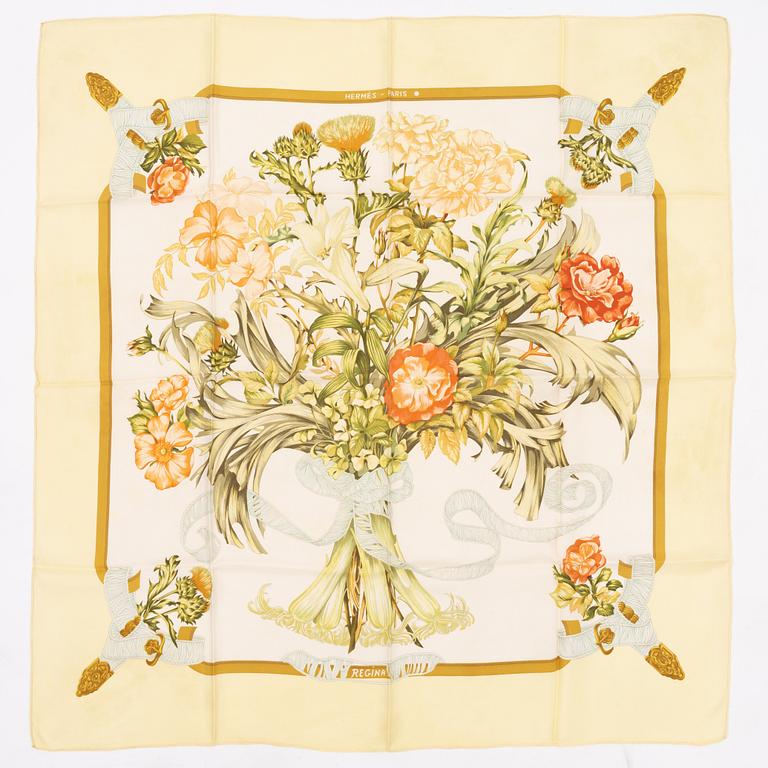 Hermès, a 'Regina' silk scarf.