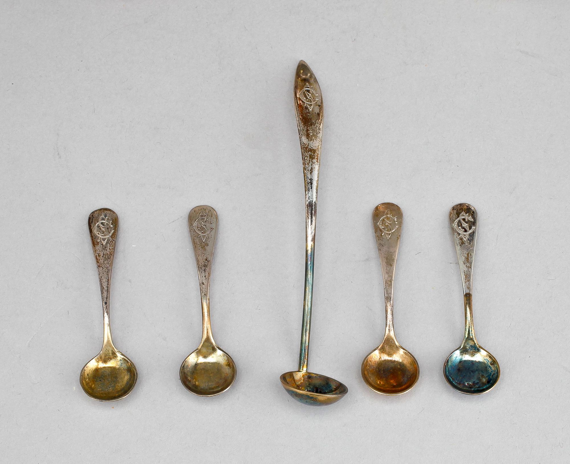 BORDSSILVER, 6 delar, C.G. Hallberg, Stockholm, 1911, tot.vikt ca 264g.