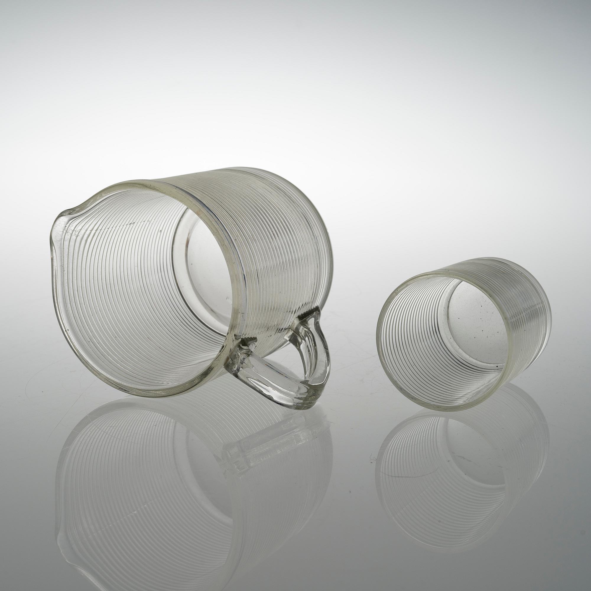 AINO AALTO, A PITCHER AND TWO GLASSES. Model 4059, Karhula 1937-1938.