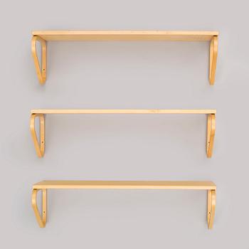 ALVAR AALTO, vägghyllor, 3 st, modell 112B Artek, 1900-talets slut.