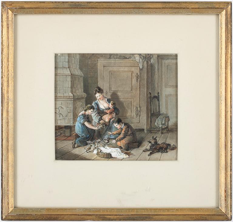 OKÄND KONSTNÄR, akvarell, 1800-tal, monogramsignerad.