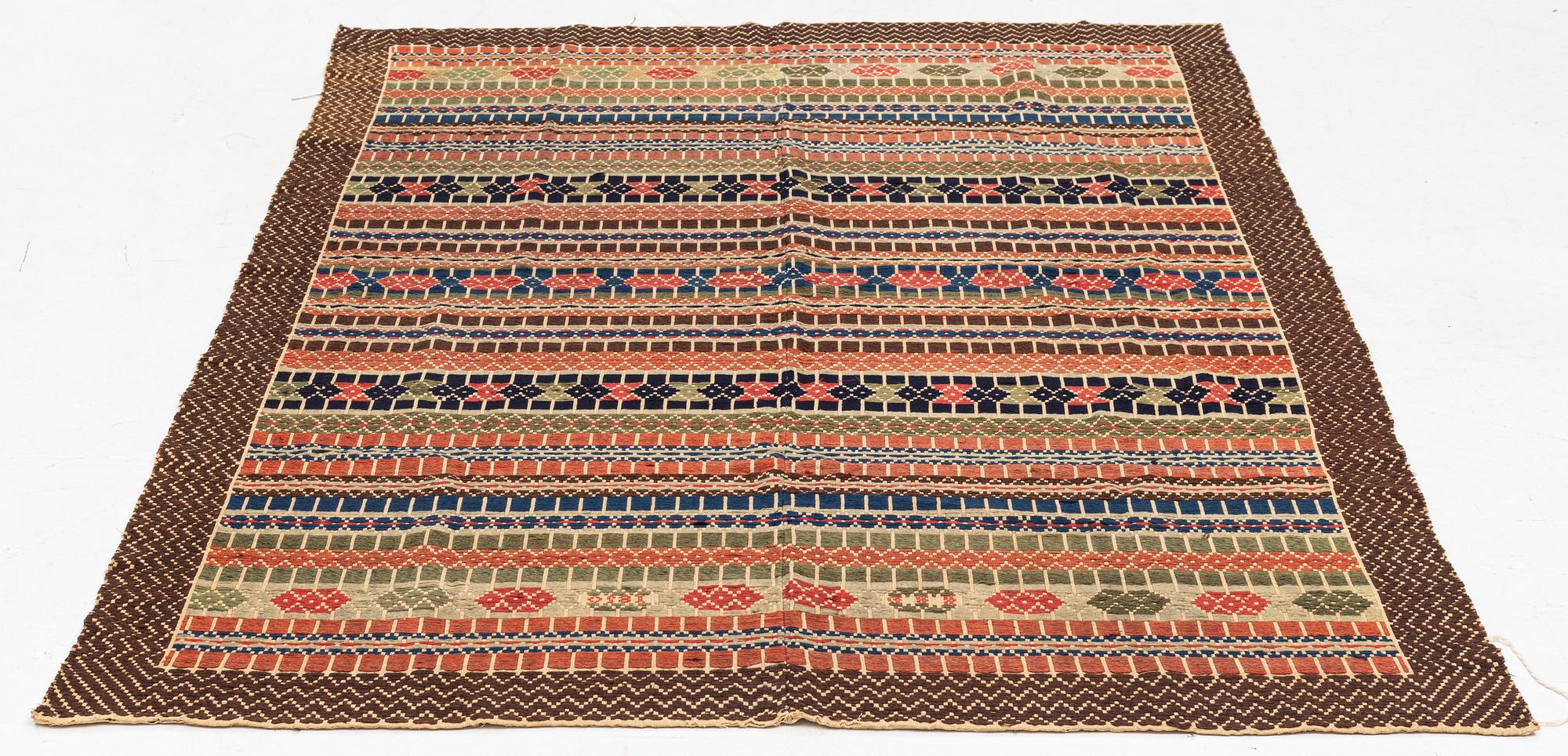 Bordstäcke/bonad, krabbasnår, Skåne, ca 193 x 134 cm.