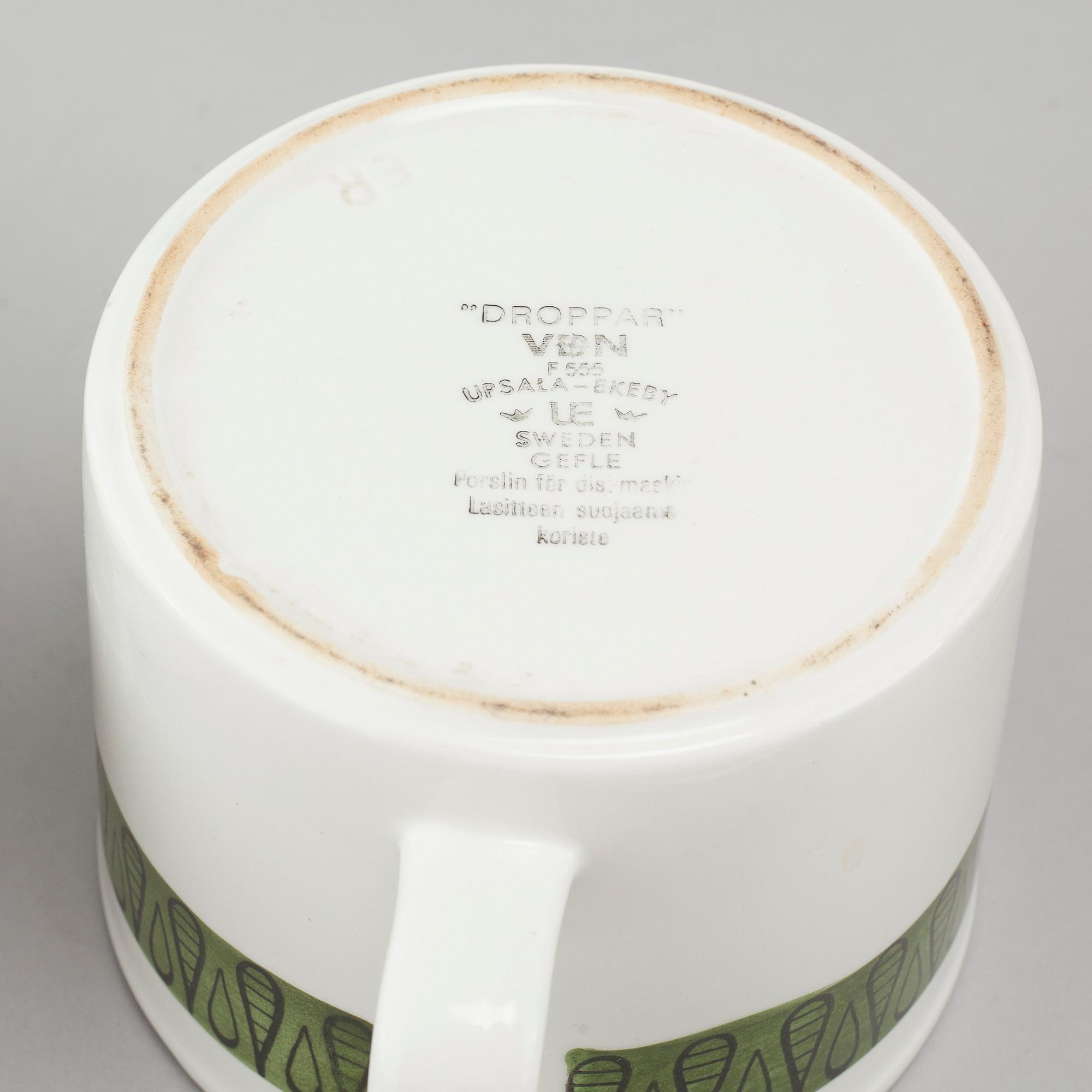 A mid 20th century "Droppar" tableware set of 23 pcs by Berit Ternell for Upsala Ekeby.