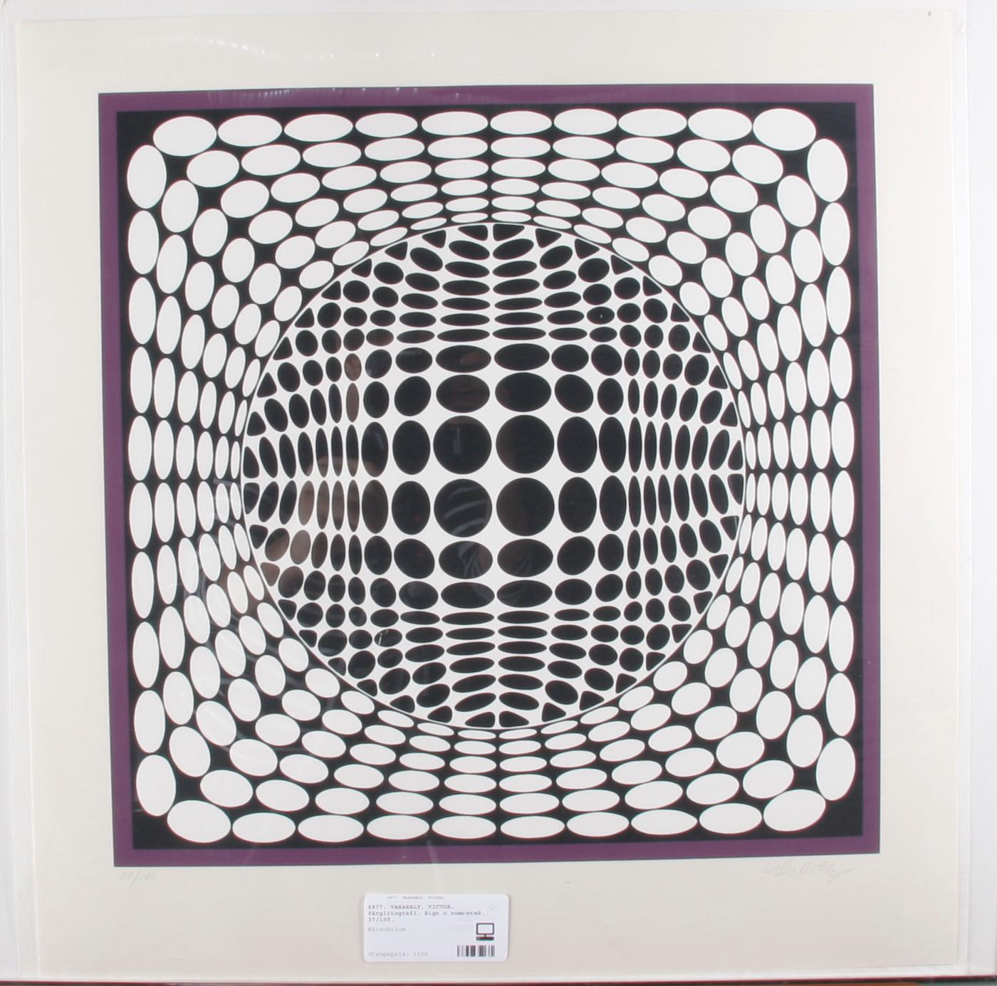 VASARELY, VICTOR, färglitografi. Sign o numrerad. 37/100.