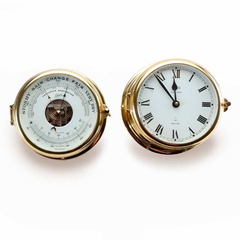 A Schatz brass ships clock and barometer West Germany, second half of the 20th century.