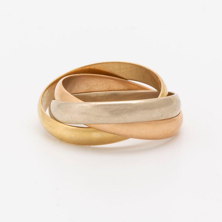 Cartier, Ring, "Trinity", 18K guld i tre färger. ca 7,3  g, storlek ca 17,5/55, originalask.