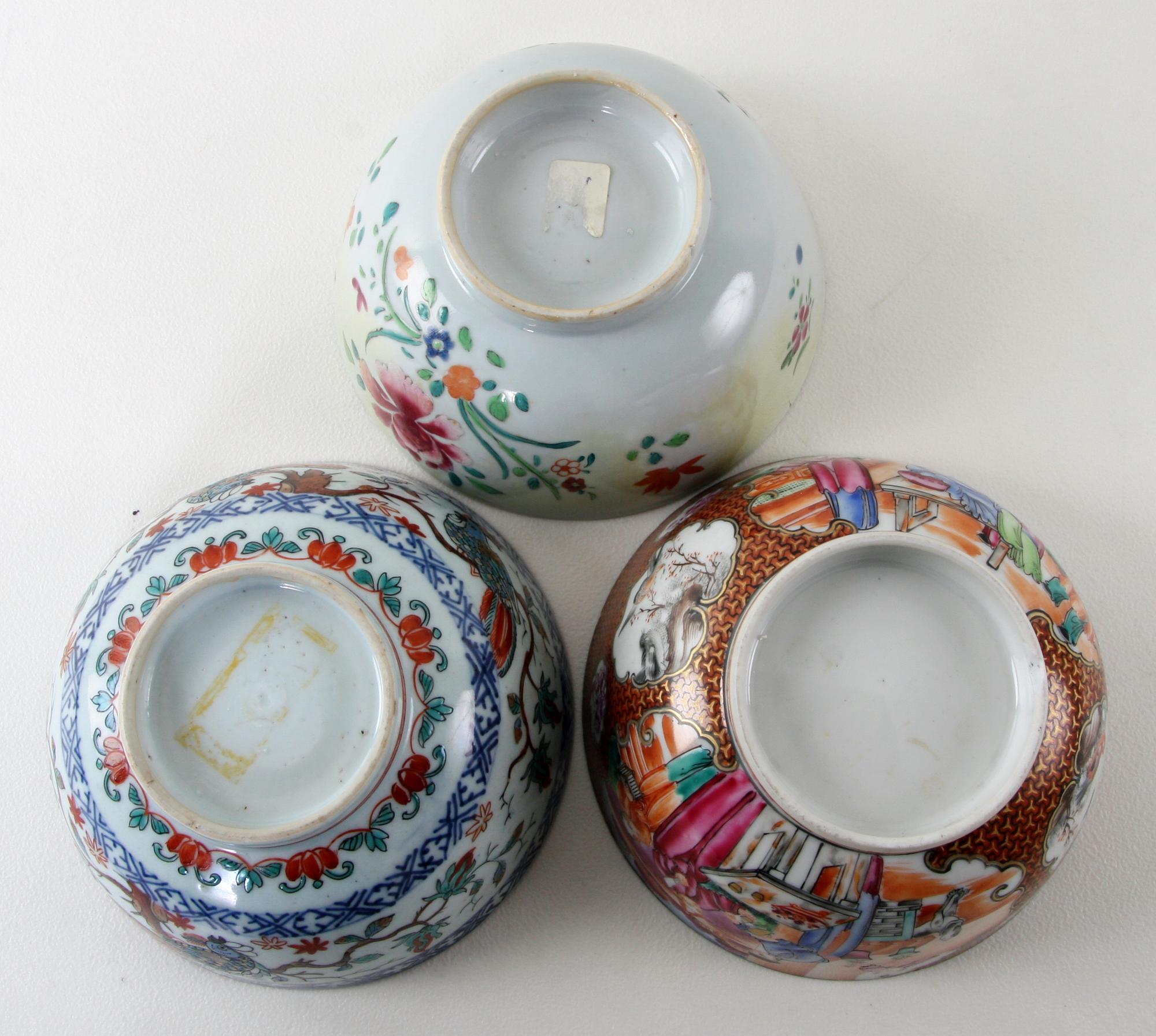 SKÅLAR, 3 st, porslin, Kina 17-1800-tal.