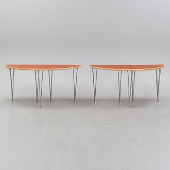 A birch and leather dining table in two parts, Mathsson International, 21th century.