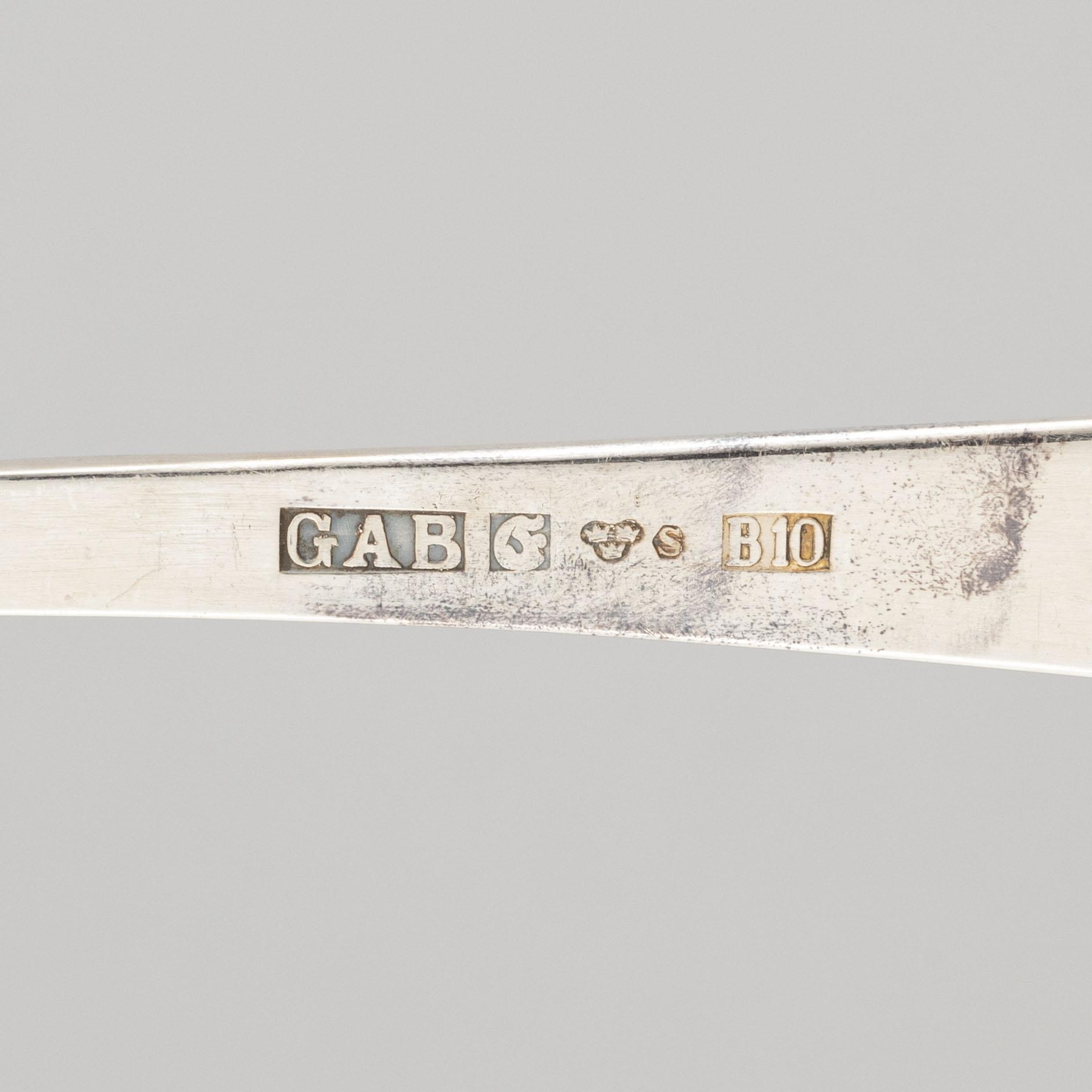 Jacob Ängman, a 125-piece silver flatware set, "Rosenholm2, GAB, Sweden, 1964-2000.