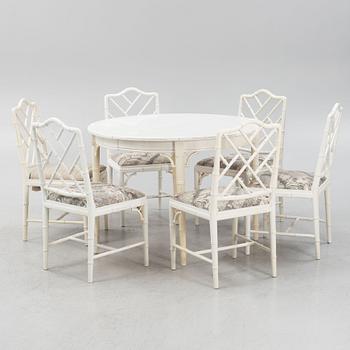 A 7-piece dining group, Miranda of Sweden, late 20th Century.