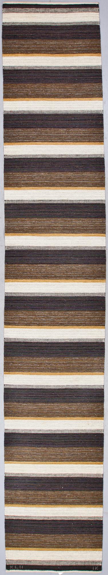 GALLERIMATTA, rölakan, signerad IK KLH (Irma Kronlund Kronobergs Läns Hemslöjd), 1900-talets mitt, ca 466x80.