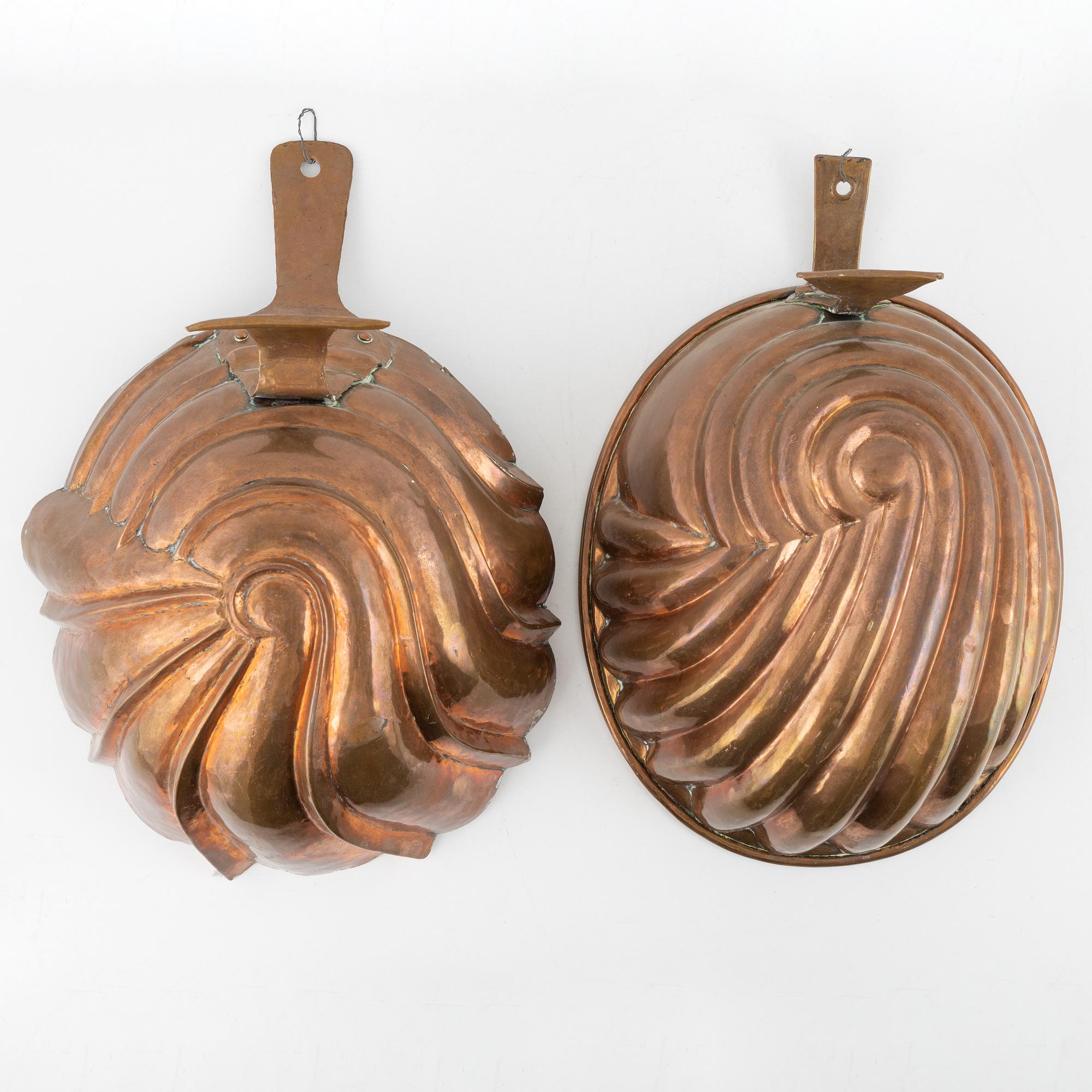 Five copper moulds, 18th/19th Century.