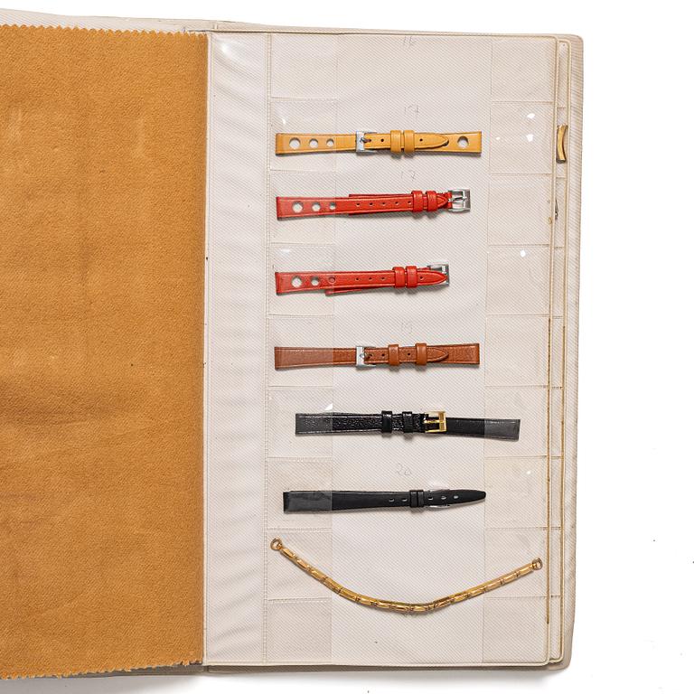 Lot of watch straps, metal links and an Omega watch box "No Reserve".