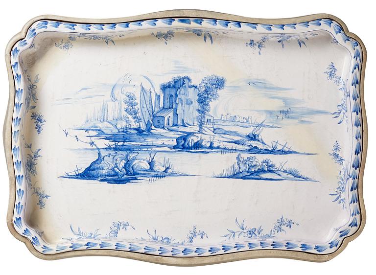 A Swedish 18th century, presumably Marieberg, faience tray.