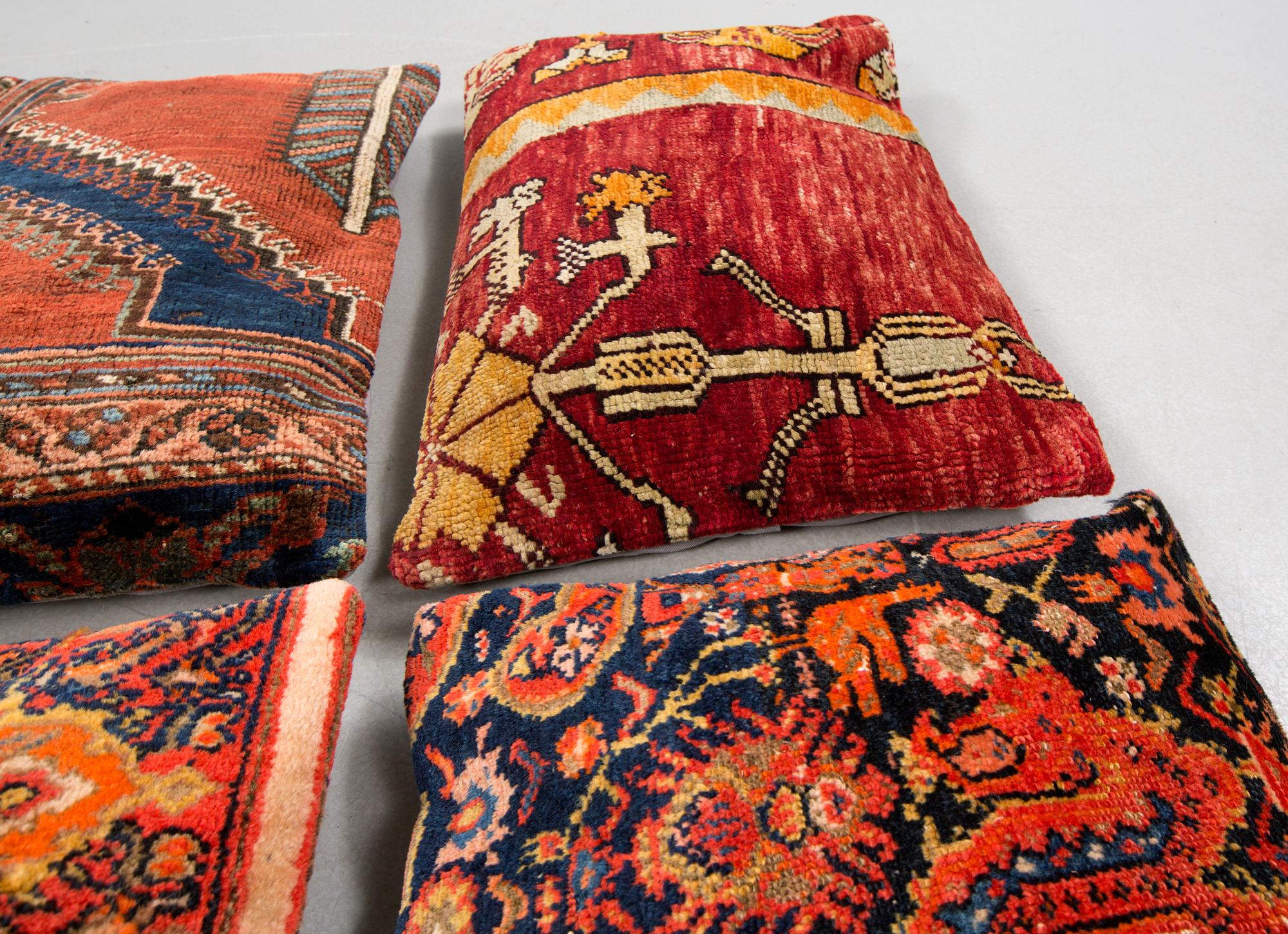 KUDDAR, 6 st, modern tillverkning av äldre mattor.