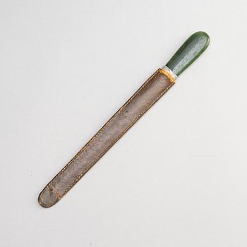 A silver letter opener with nephrite handle, W.A. Bolin, Stockholm 1937.