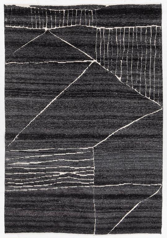 Rug, India, "Fields, Landscape". approx. 205 x 143 cm.