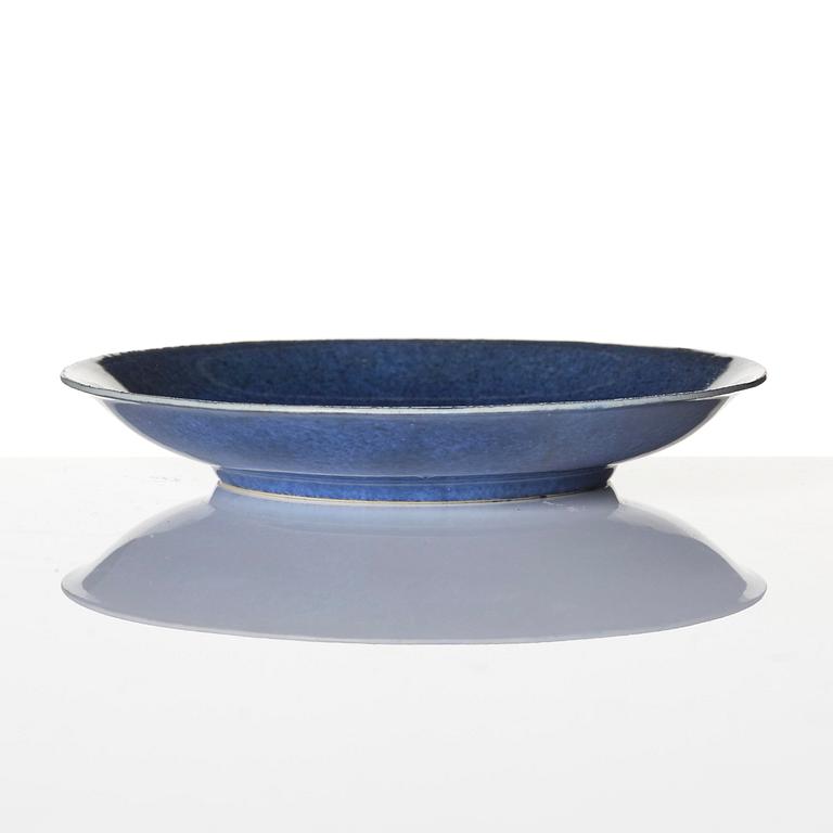 A powder blue dish, Qing dynasty, Kangxi (1662-1722).