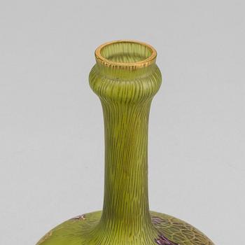 WILHELM KRALIK SOHNE, a 1910 handpainted glass vase.