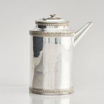 A Swedish 18th century silver chocolate-pot, mark of Pehr Zethelius, Stockholm 1780.