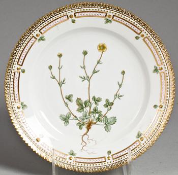 TALLRIK, porslin. Flora danica, Kunglig dansk 20/2550.