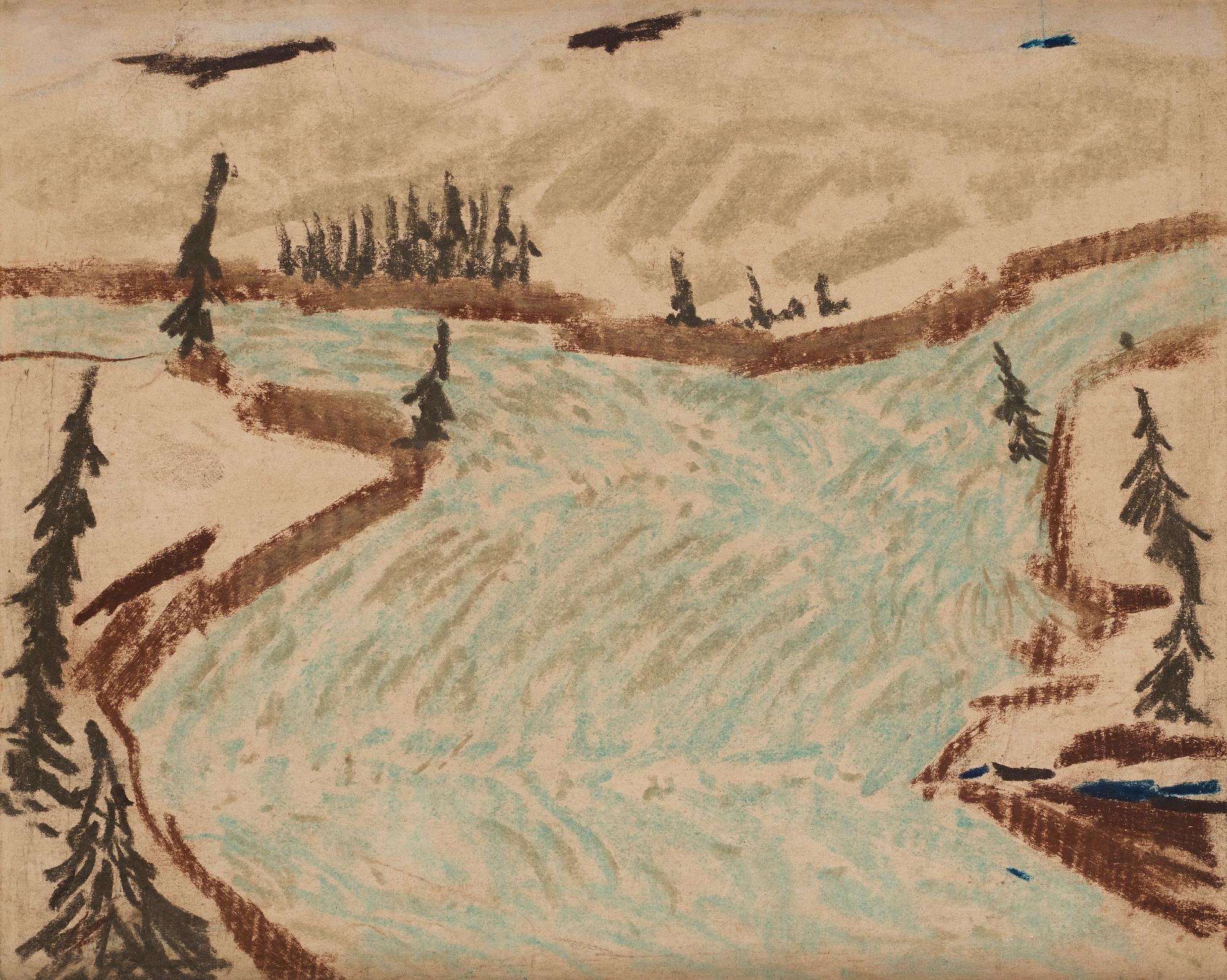 Carl Fredrik Hill, Alplandskap med flod.