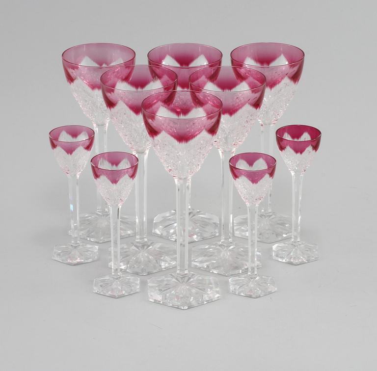 VINGLAS, 17 st, samt SNAPSGLAS, 7 st, omkring 1900-talets mitt.