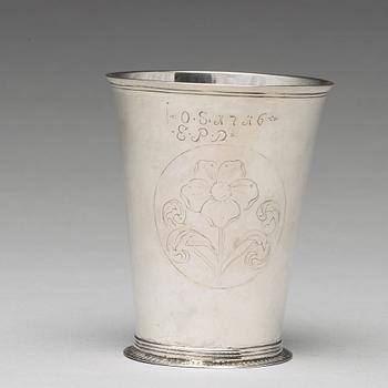 A Swedish early 18th century silver beaker, mark of Christian Dalbeck, Kristianstad 1716.