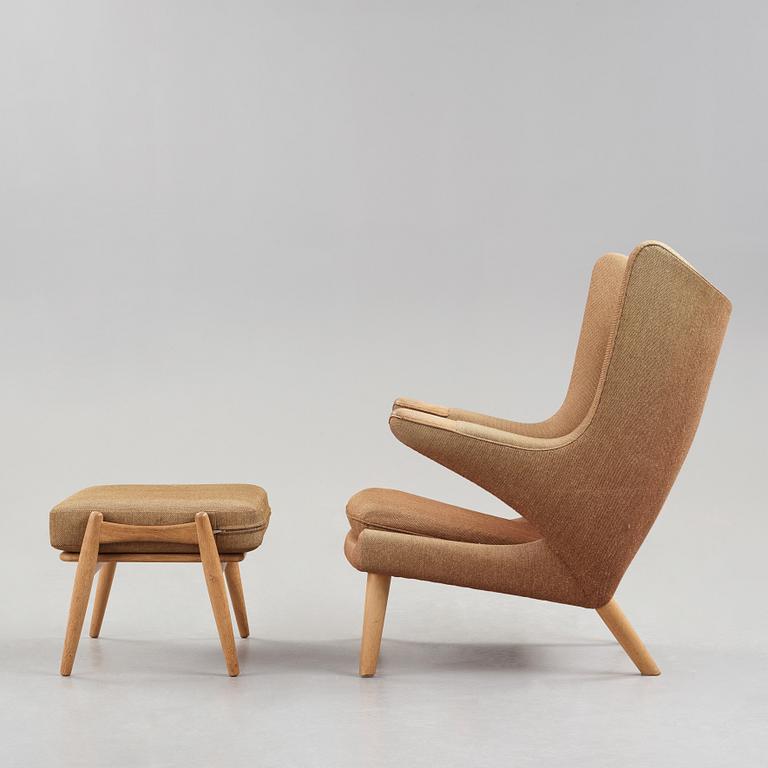 Hans J. Wegner, a "Papa bear" easy chair by AP-stolen and ottoman by Getama, Denmark 1950-60's.