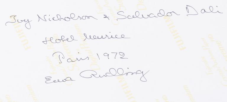 Ewa Rudling, "Joy Nicholson & Salvador Dali, Hotel Meurice, Paris" 1972.