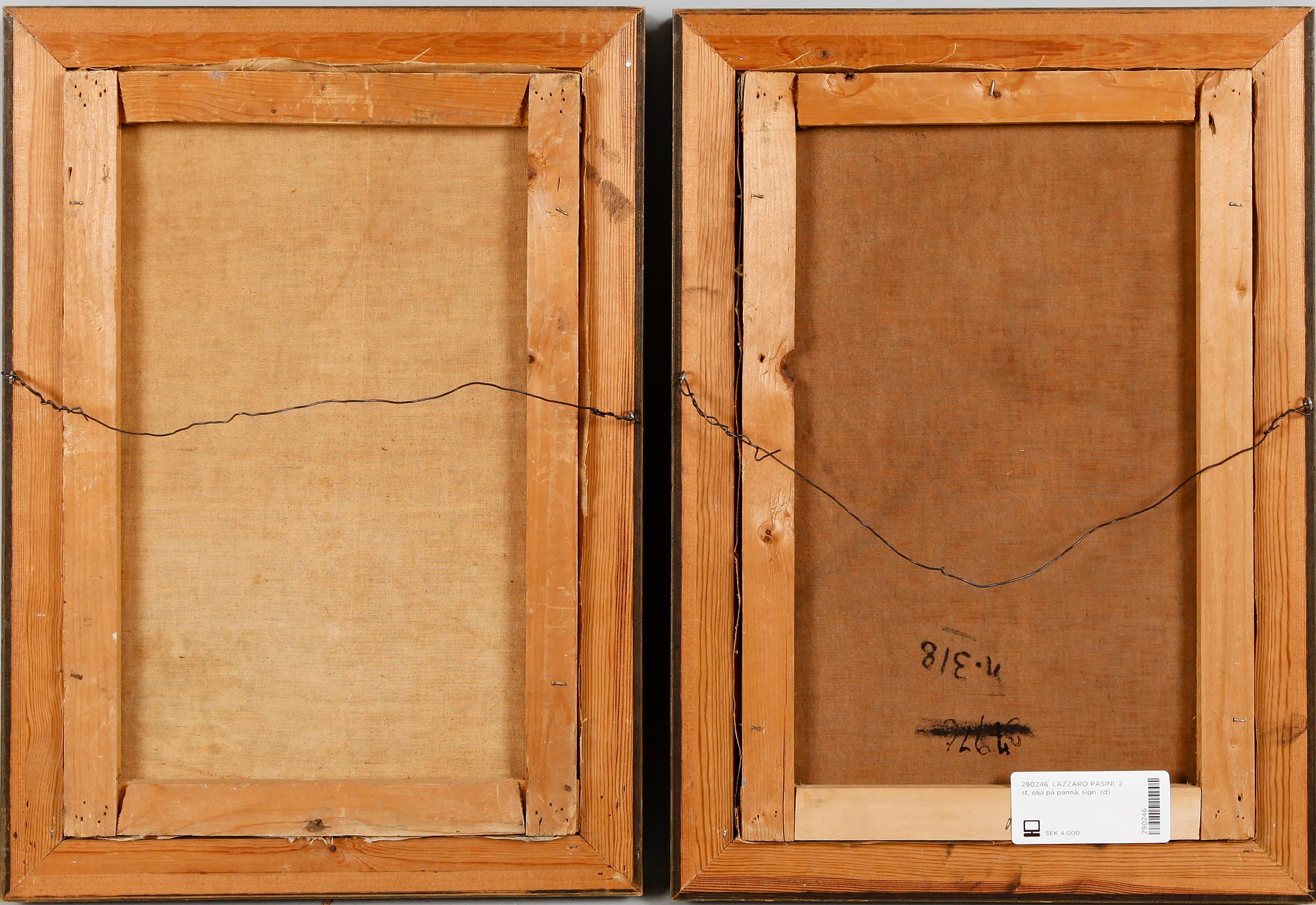 LAZZARO PASINI, 2 st, olja på pannå, sign.