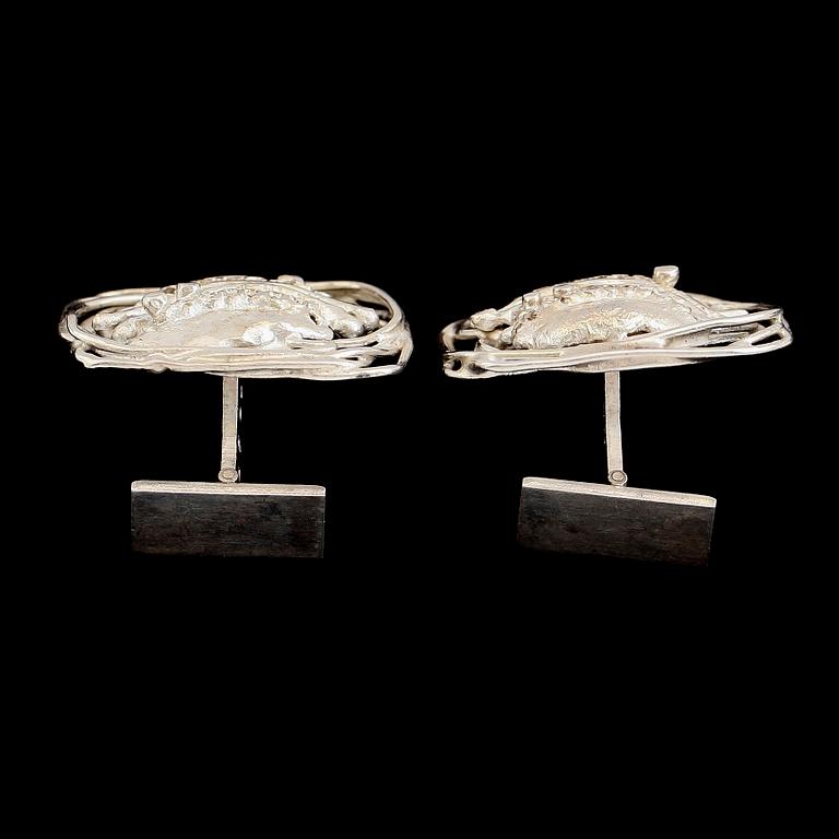 MANSCHETTKNAPPAR, 1 par, silver, SMED, Göteborg 1972. Total vikt ca 30 g.