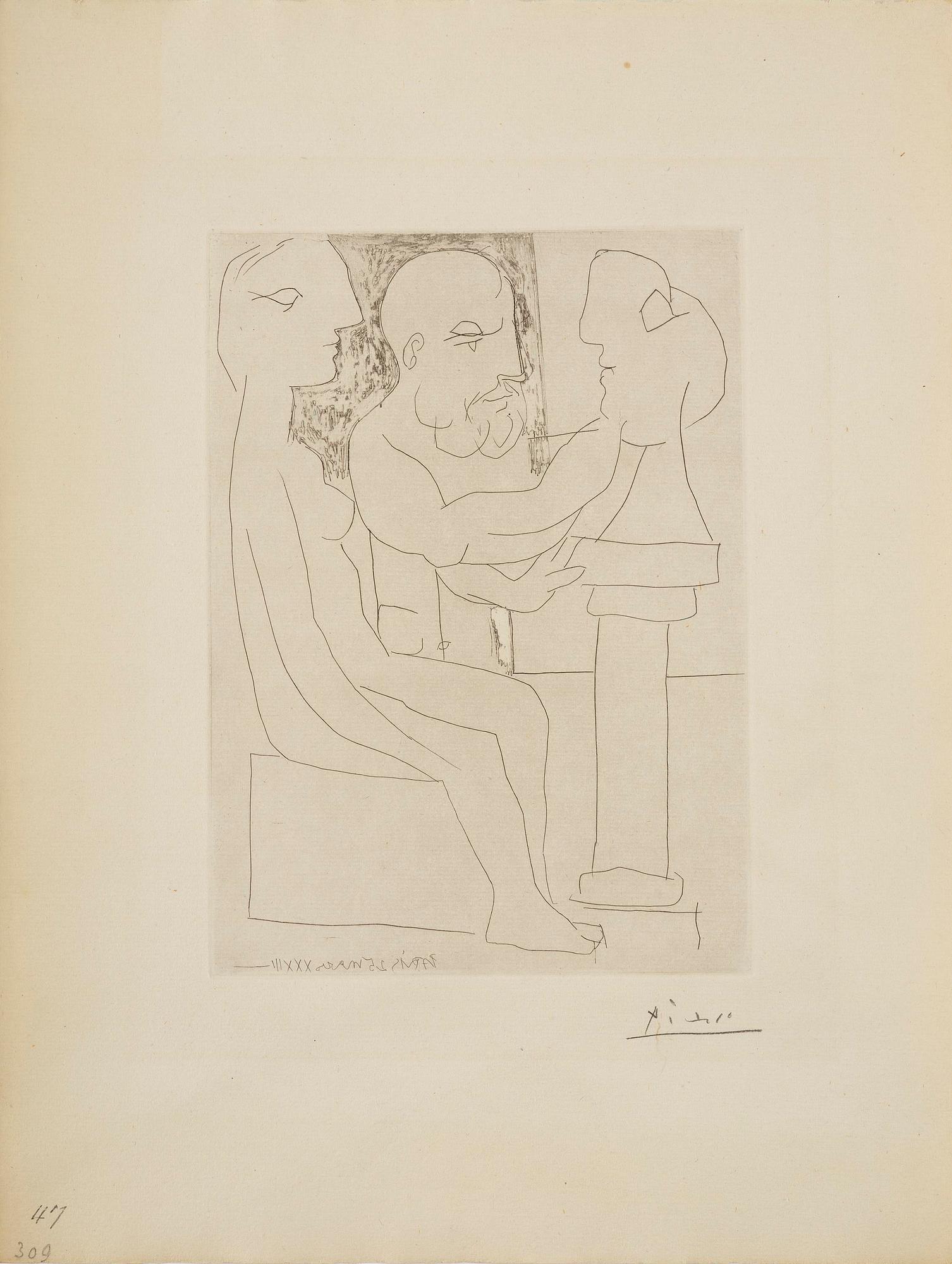 Pablo Picasso, "Vieux sculpteur au travail I" ur: "La Suite Vollard".