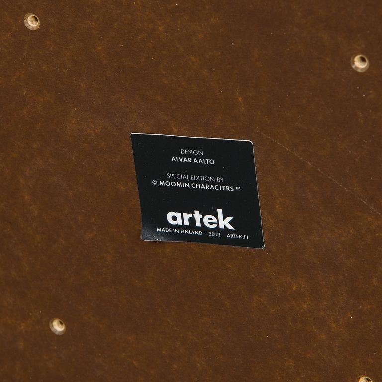 Alvar Aalto, Lastenkaluste, 3 osaa,  pöytä ja jakkaroita 3 kpl, yhteistyö Moomin Characters 2013.