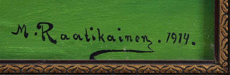 OKÄND KONSTNÄR, olja på duk, sign M Raatikainen 1914.