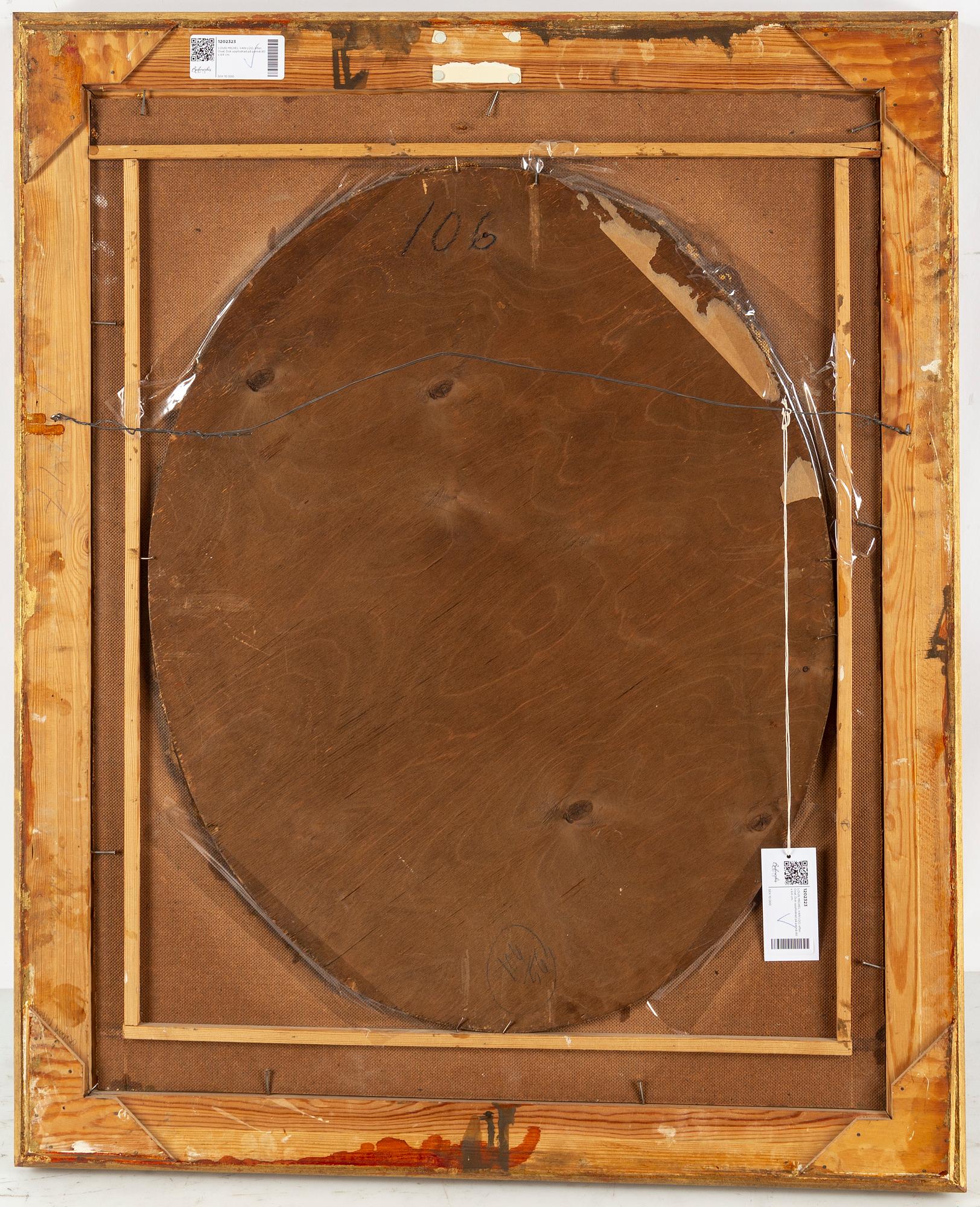 LOUIS MICHEL VAN LOO, after. Oval. Canvas relined on panel 80 x 64 cm.