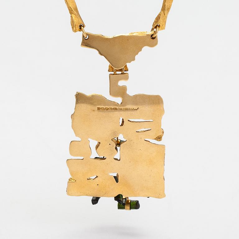 Björn Weckström, A 18K gold and tourmaline necklace "Flowering wall". Lapponia 1971.