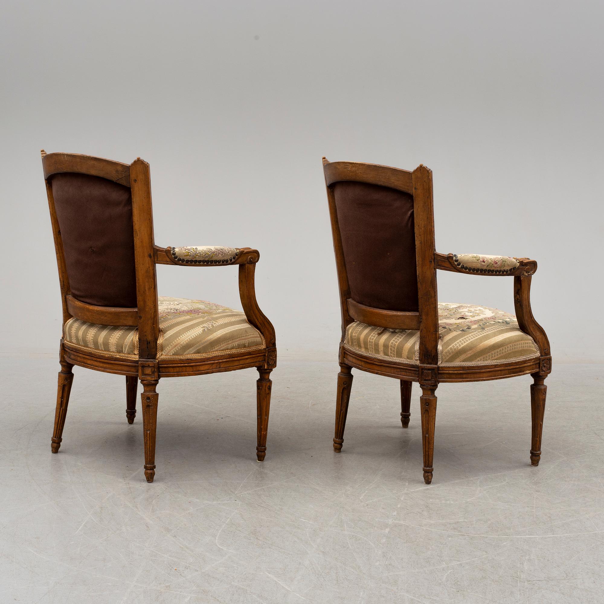 KARMSTOLAR, ett par, Louis XVI, 1700-/1800-tal.