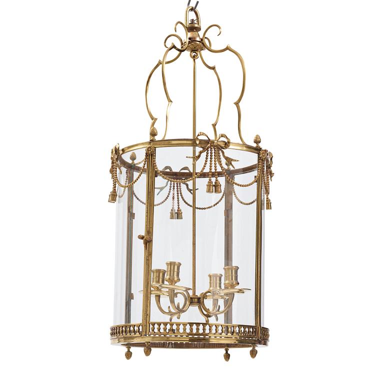 A Louis XVI four-light lantern, late 18th century.