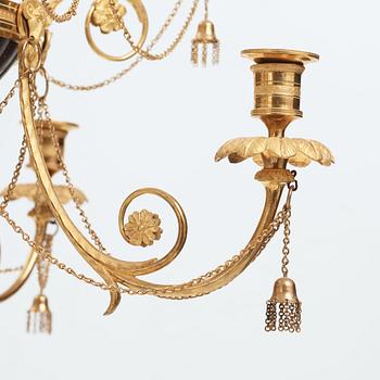 A late Gustavian early 19th century nine-light hanging-lamp.