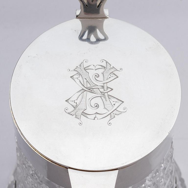 A Russian silver and cut-glass decanter, mark of Otto Maxelius, St. Petersburg around 1890.