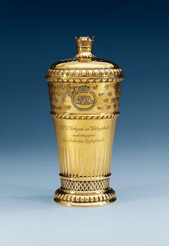 1112. A K Andersson gilt lidded goblet, makers mark Stockholm 1939.